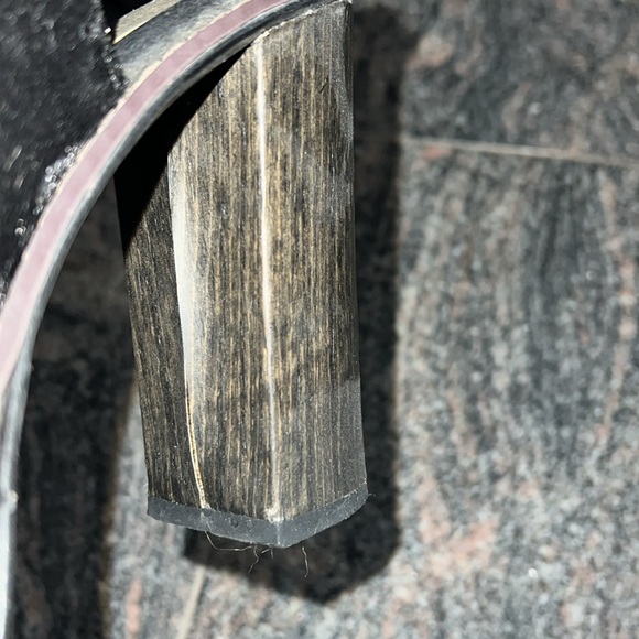 Womens very volatile black velour block heel open toe shoe size 6 - Picture 5 of 7